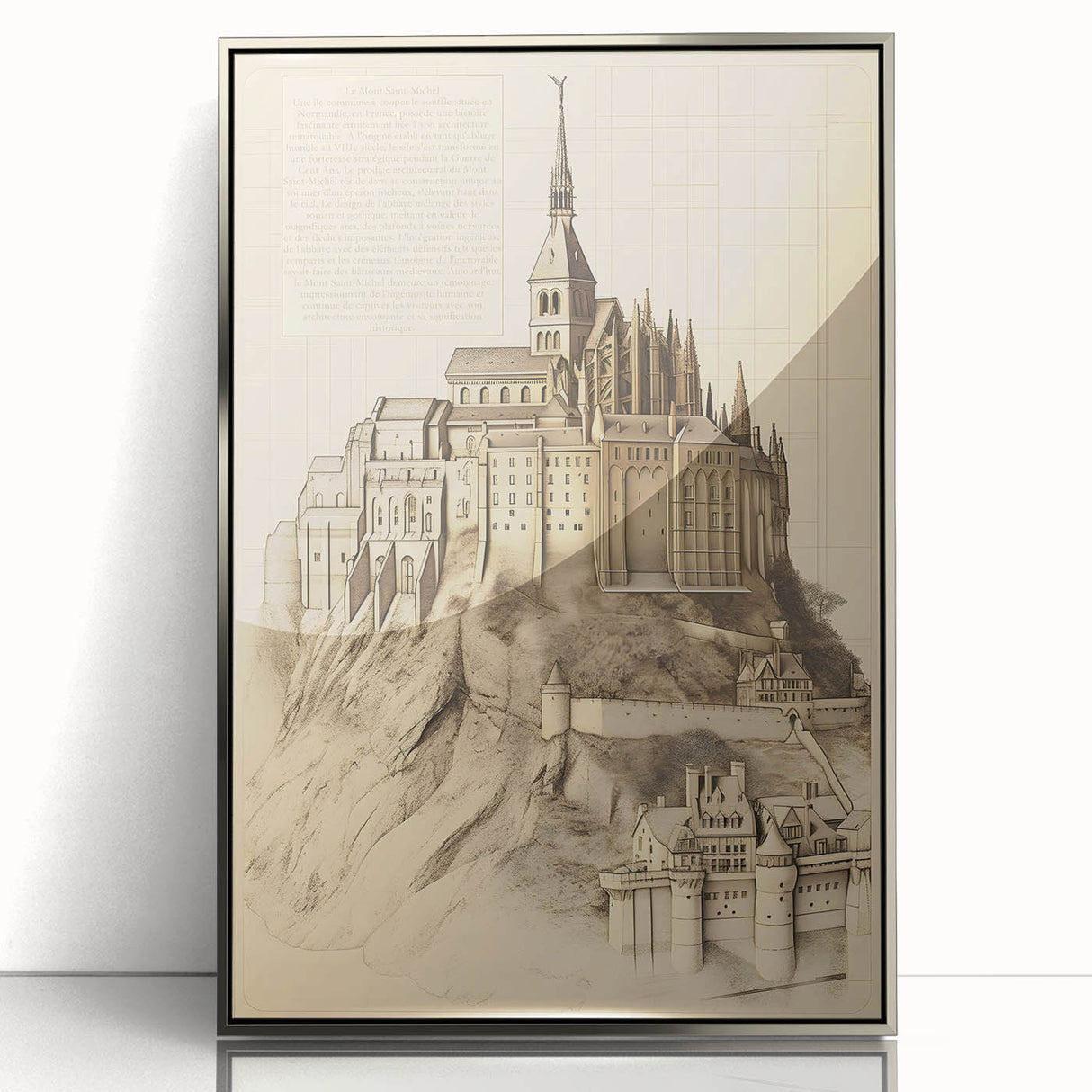Architectural Wall Art: Mont Saint-Michel Illustration Print