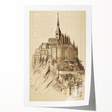 Architectural Wall Art: Mont Saint-Michel Illustration Print