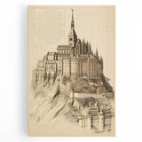 Architectural Wall Art: Mont Saint-Michel Illustration Print