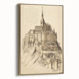 Architectural Wall Art: Mont Saint-Michel Illustration Print
