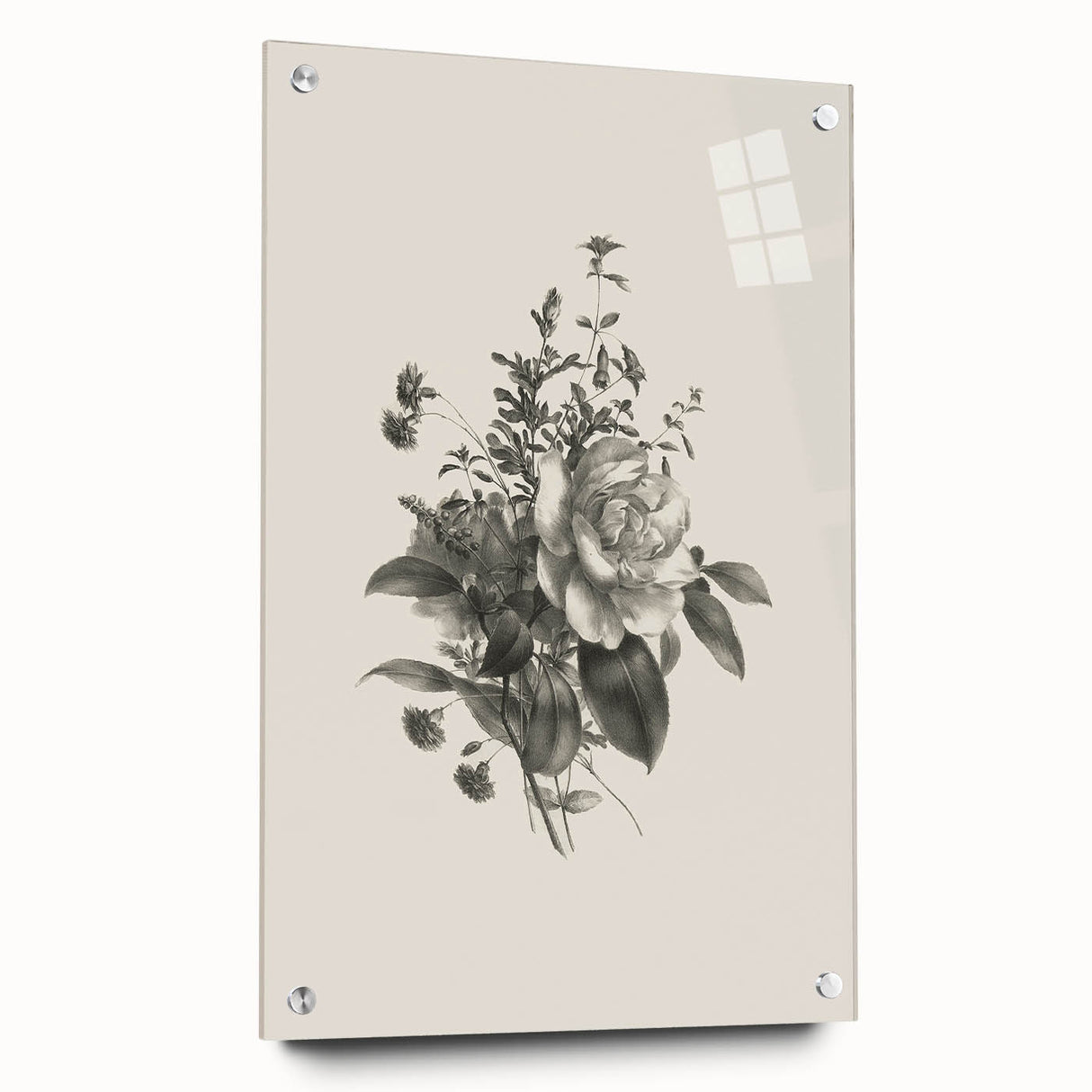 Vintage Botanical Rose Art Print – Black and White Botanical Wall Art