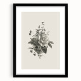 Vintage Botanical Rose Art Print – Black and White Botanical Wall Art