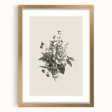 Vintage Botanical Rose Art Print – Black and White Botanical Wall Art