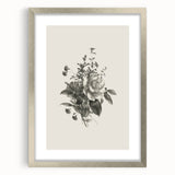 Vintage Botanical Rose Art Print – Black and White Botanical Wall Art