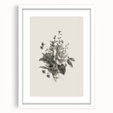 Vintage Botanical Rose Art Print – Black and White Botanical Wall Art