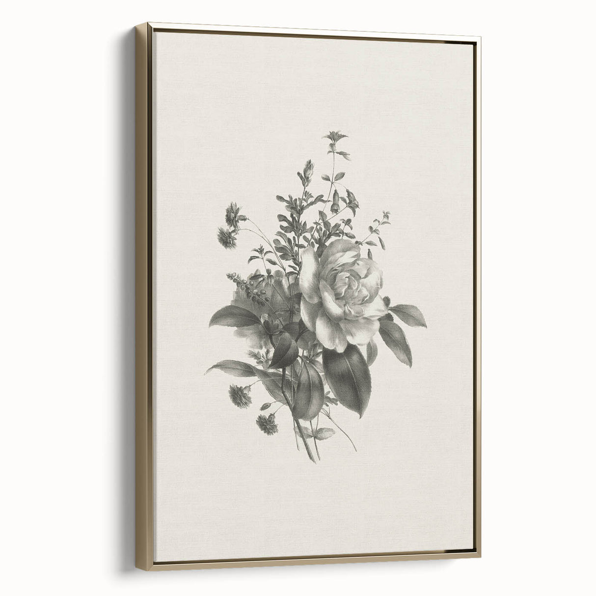 Vintage Botanical Rose Art Print – Black and White Botanical Wall Art