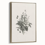 Vintage Botanical Rose Art Print – Black and White Botanical Wall Art