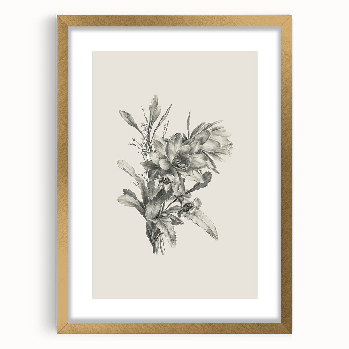 Vintage Botanical Flower Art Print – Black and White Floral Wall Art