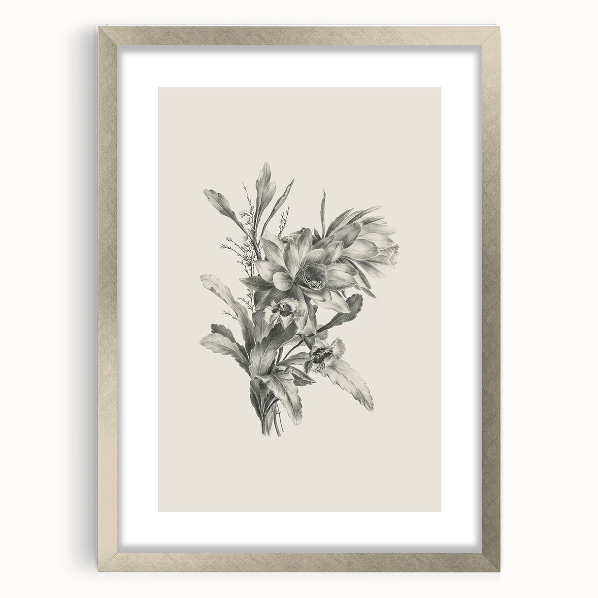 Vintage Botanical Flower Art Print – Black and White Floral Wall Art
