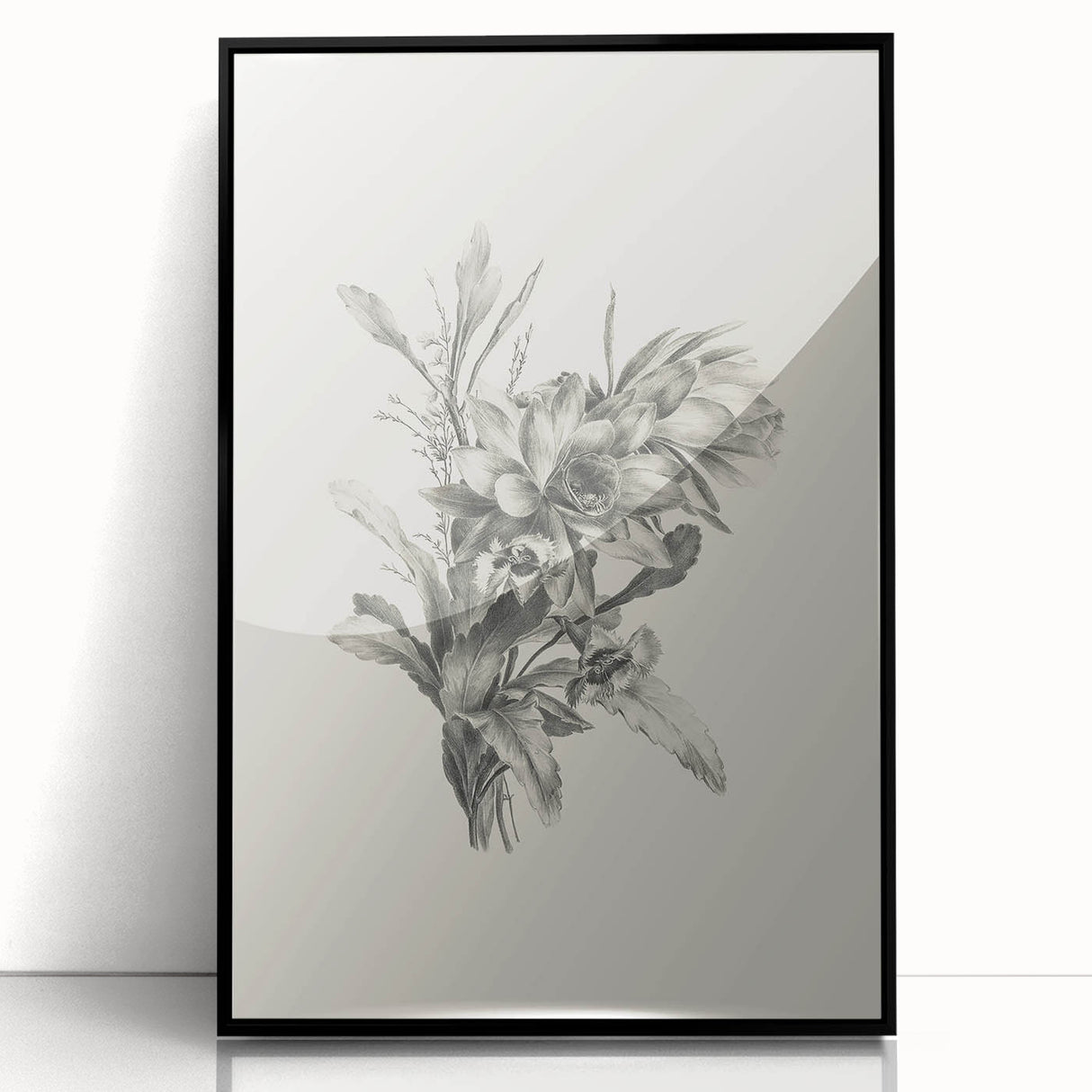 Vintage Botanical Flower Art Print – Black and White Floral Wall Art