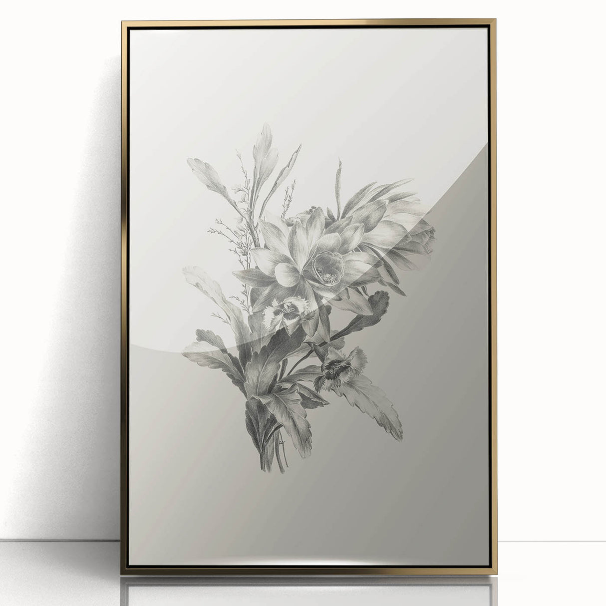 Vintage Botanical Flower Art Print – Black and White Floral Wall Art