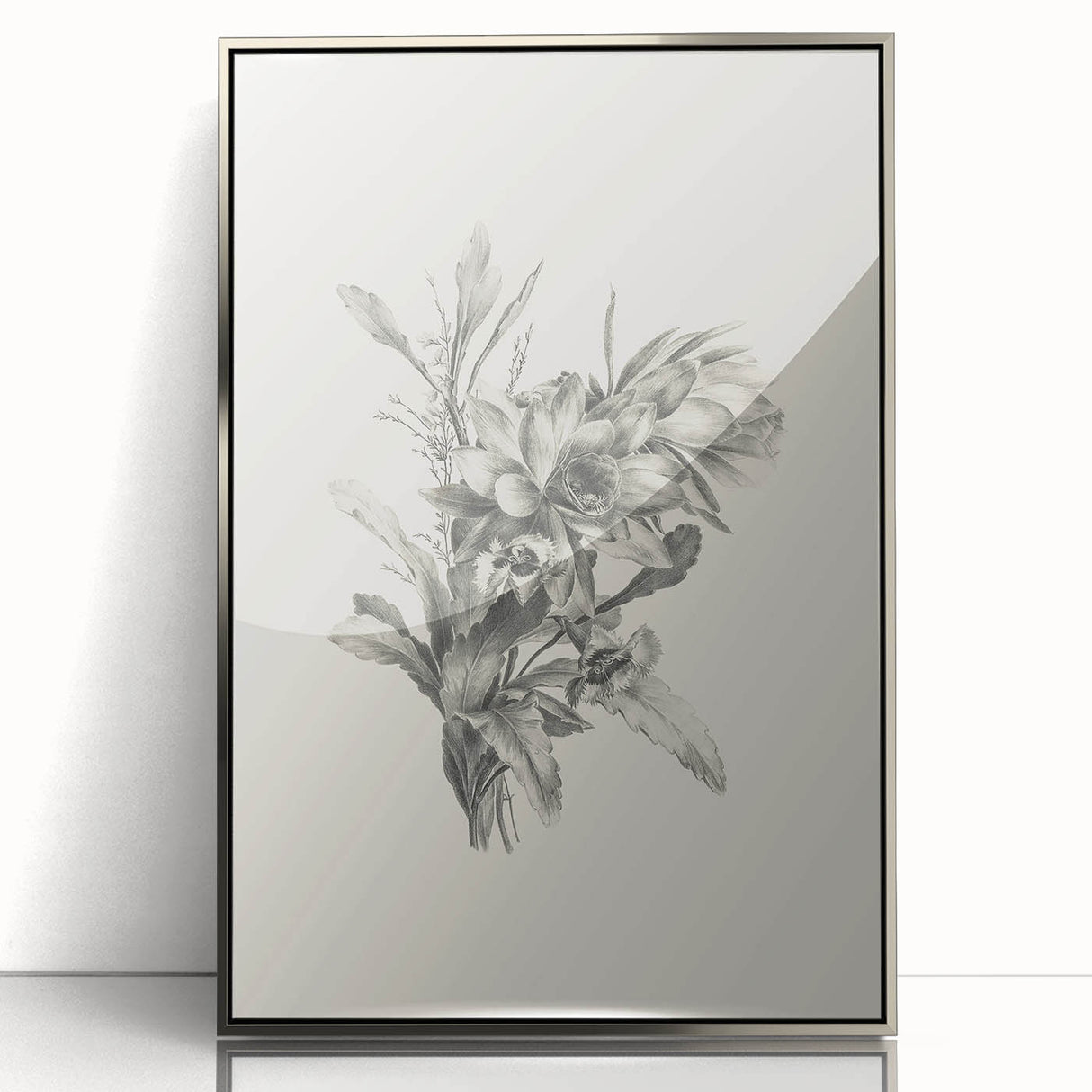 Vintage Botanical Flower Art Print – Black and White Floral Wall Art