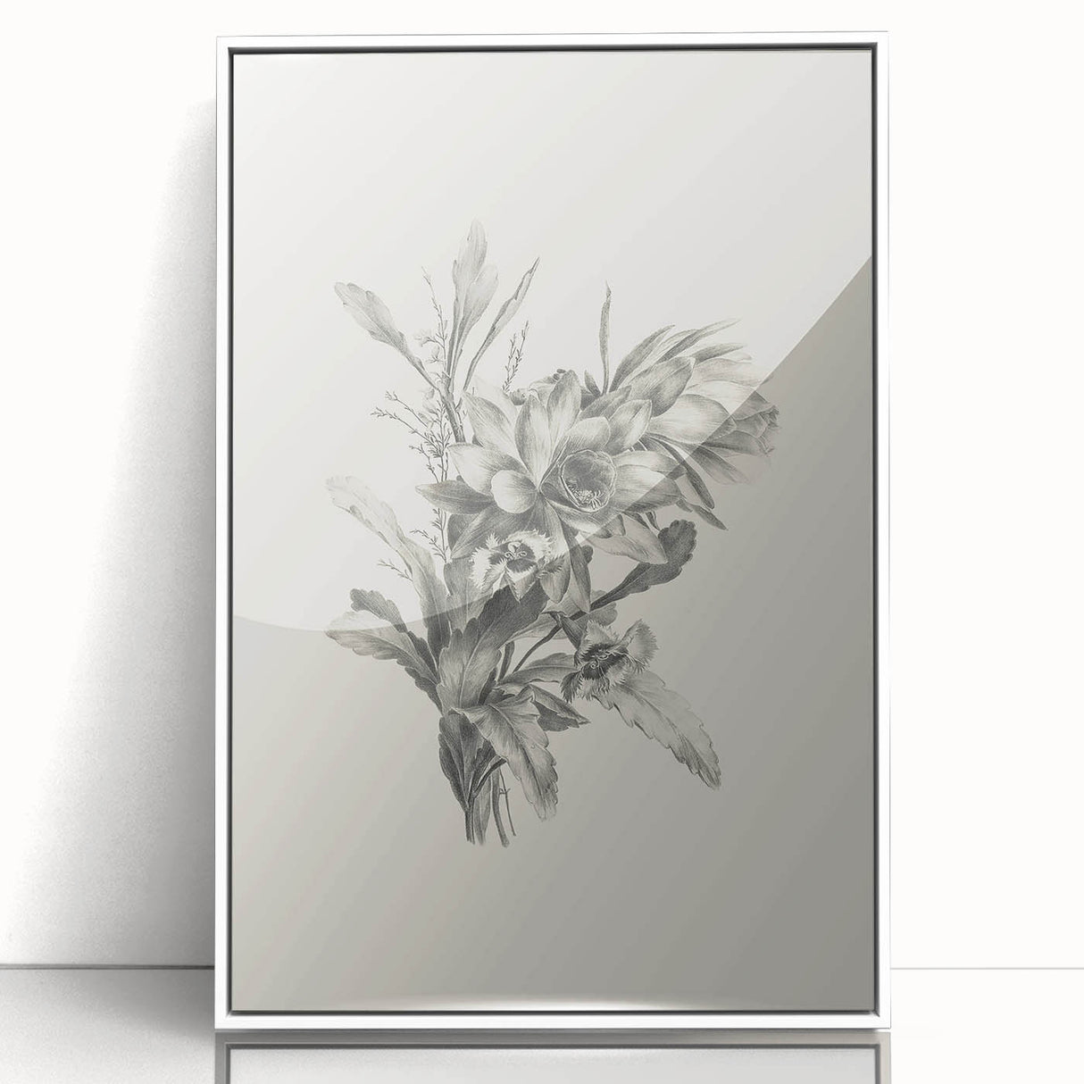 Vintage Botanical Flower Art Print – Black and White Floral Wall Art