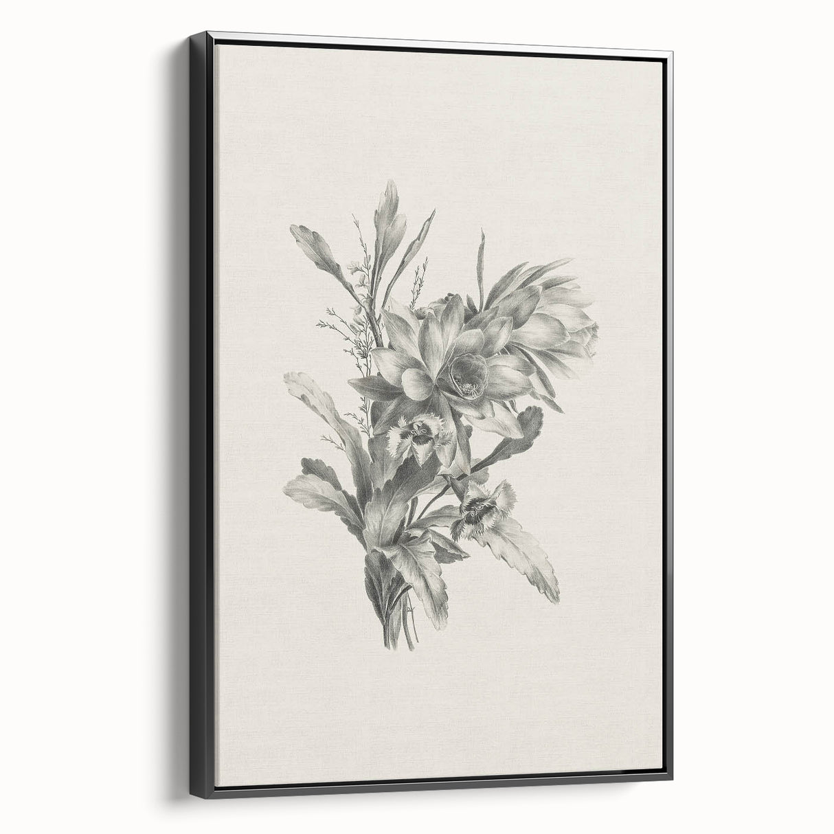Vintage Botanical Flower Art Print – Black and White Floral Wall Art