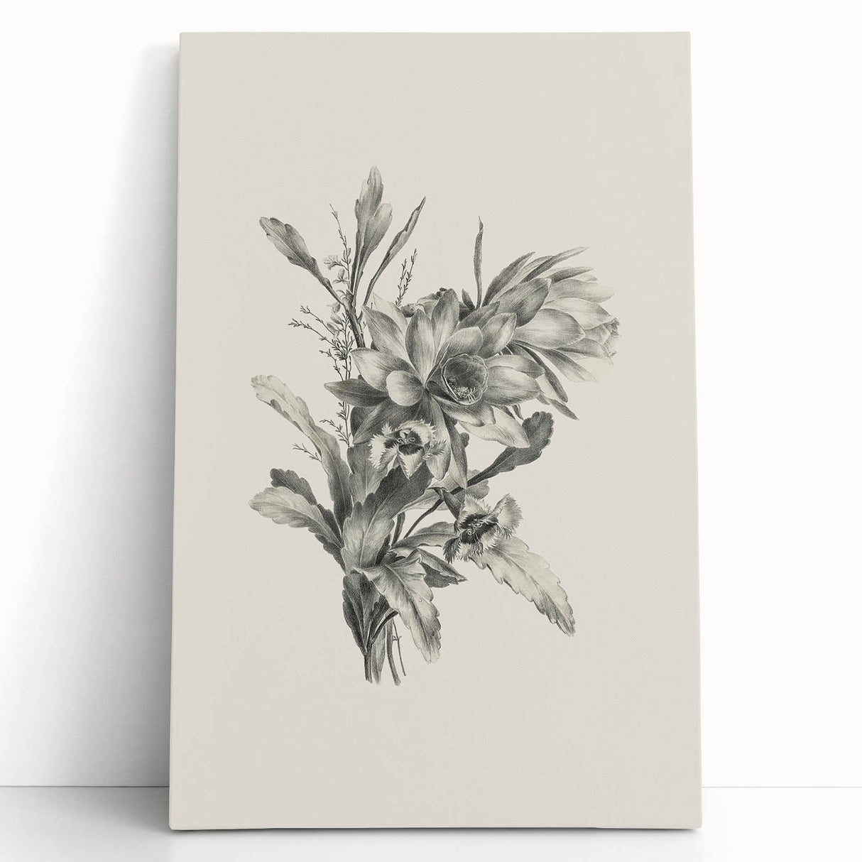 Vintage Botanical Flower Art Print – Black and White Floral Wall Art