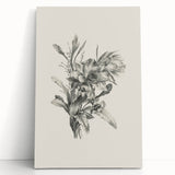 Vintage Botanical Flower Art Print – Black and White Floral Wall Art