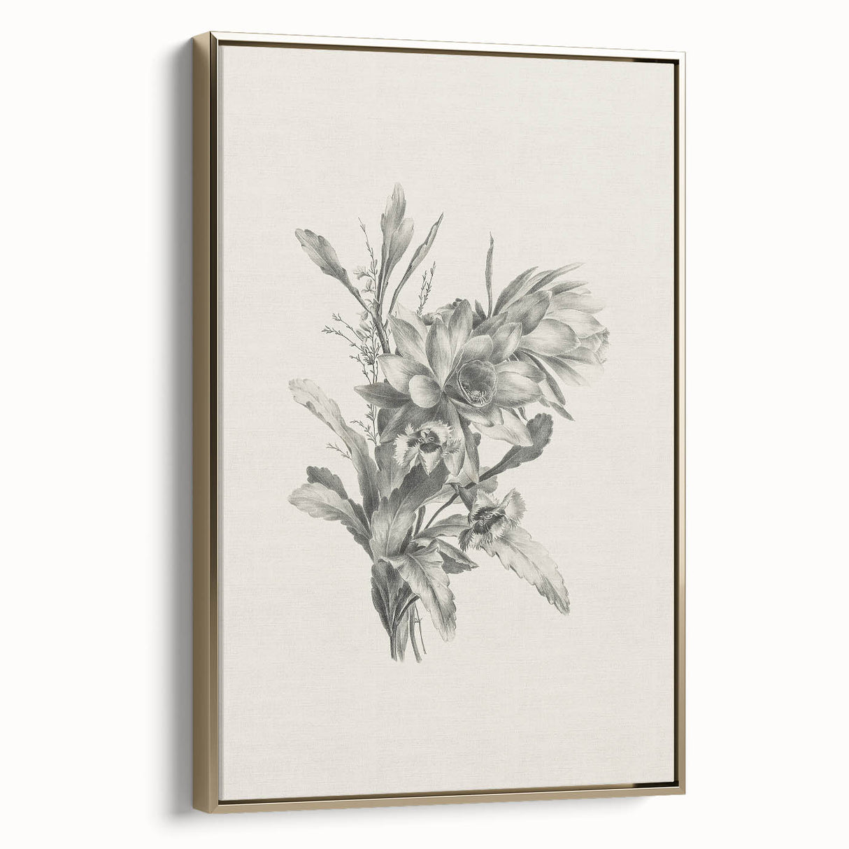 Vintage Botanical Flower Art Print – Black and White Floral Wall Art