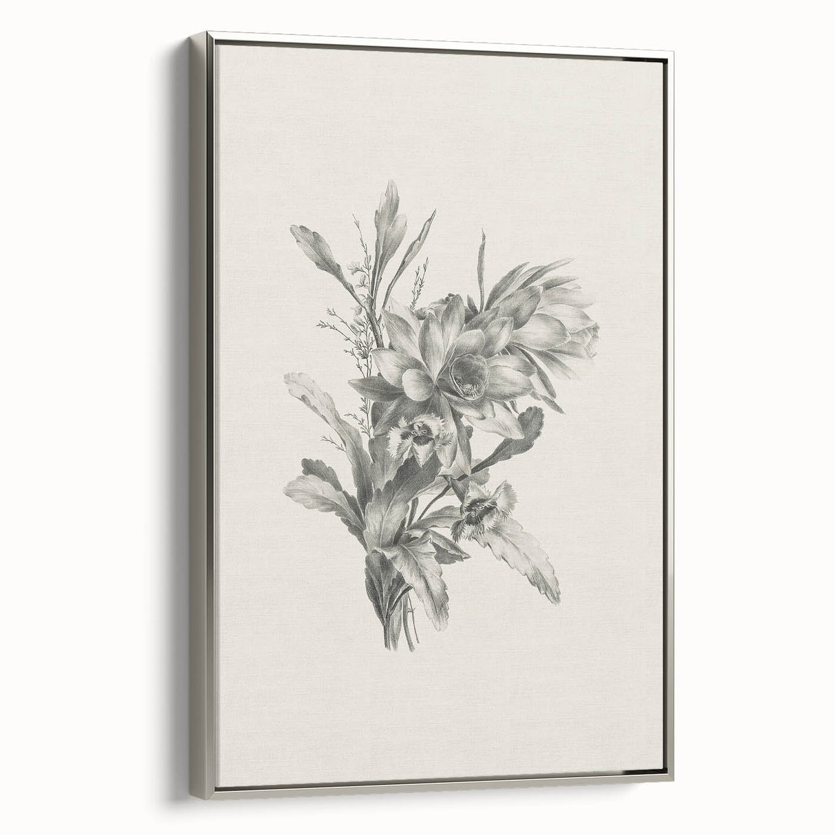 Vintage Botanical Flower Art Print – Black and White Floral Wall Art