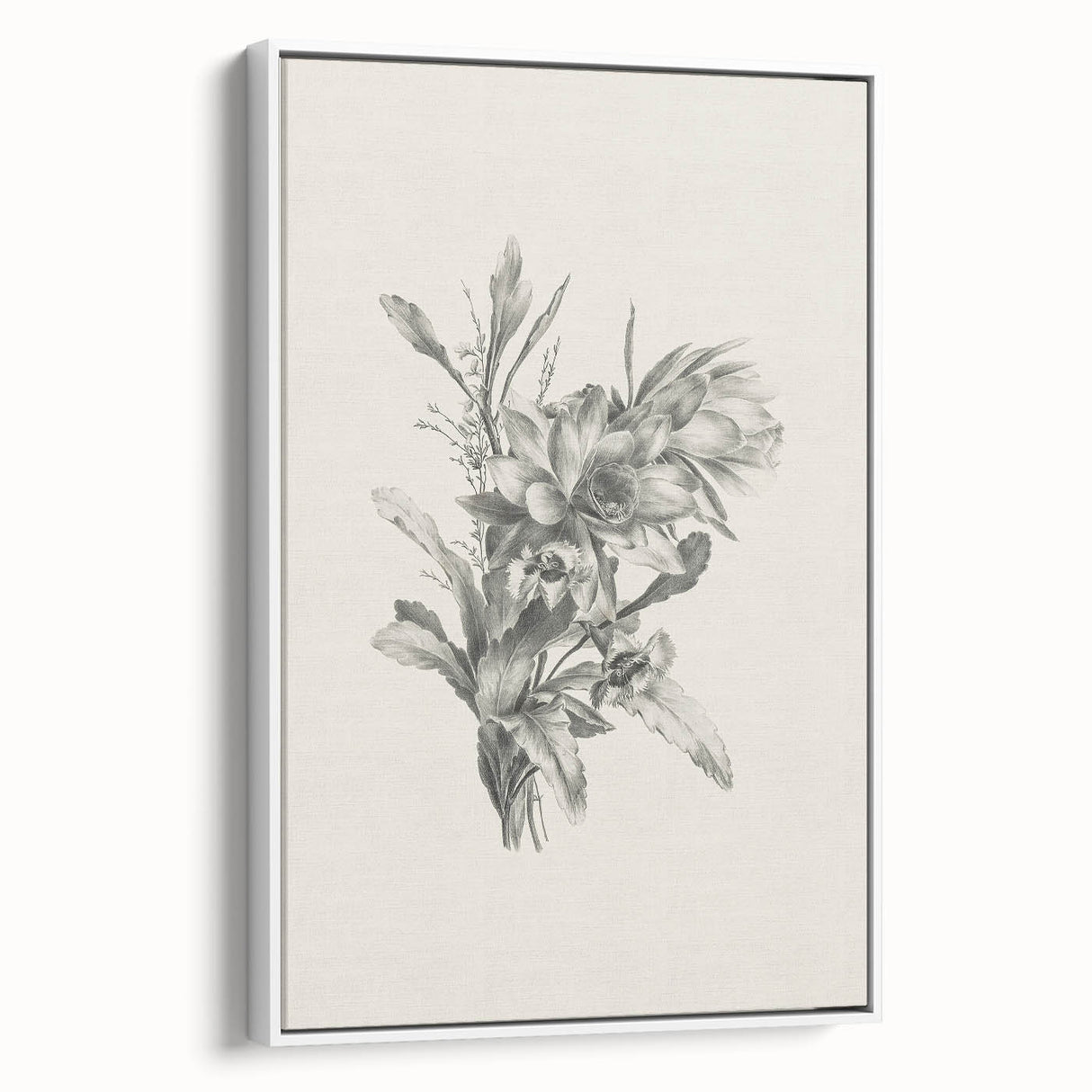 Vintage Botanical Flower Art Print – Black and White Floral Wall Art