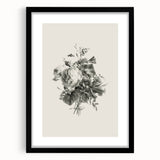 Vintage Botanical Floral Art Print – Black and White Floral Wall Art
