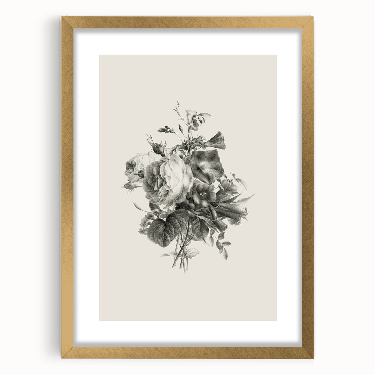 Vintage Botanical Floral Art Print – Black and White Floral Wall Art