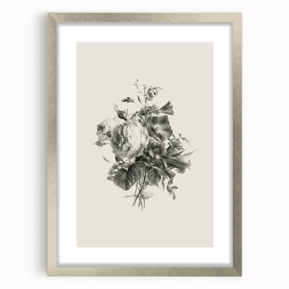 Vintage Botanical Floral Art Print – Black and White Floral Wall Art