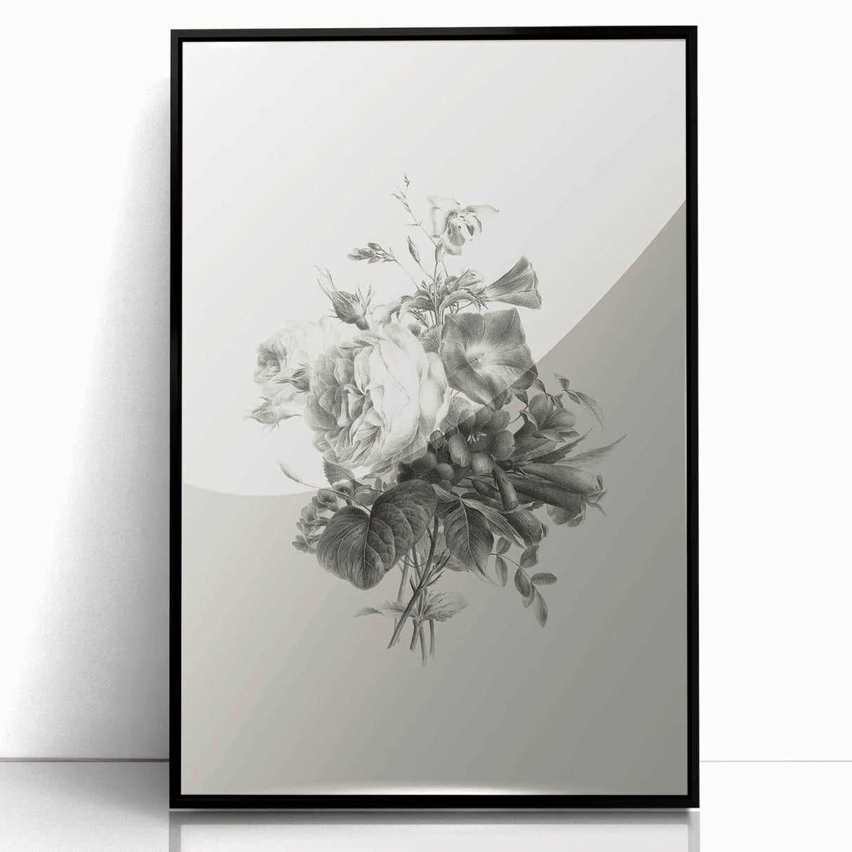 Vintage Botanical Floral Art Print – Black and White Floral Wall Art