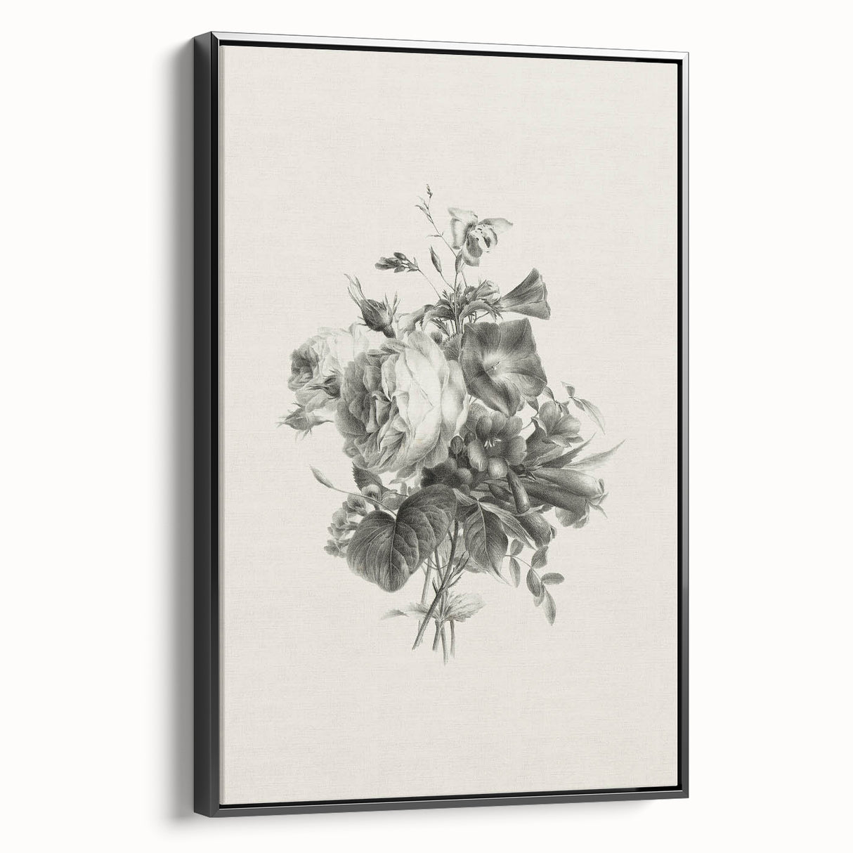 Vintage Botanical Floral Art Print – Black and White Floral Wall Art