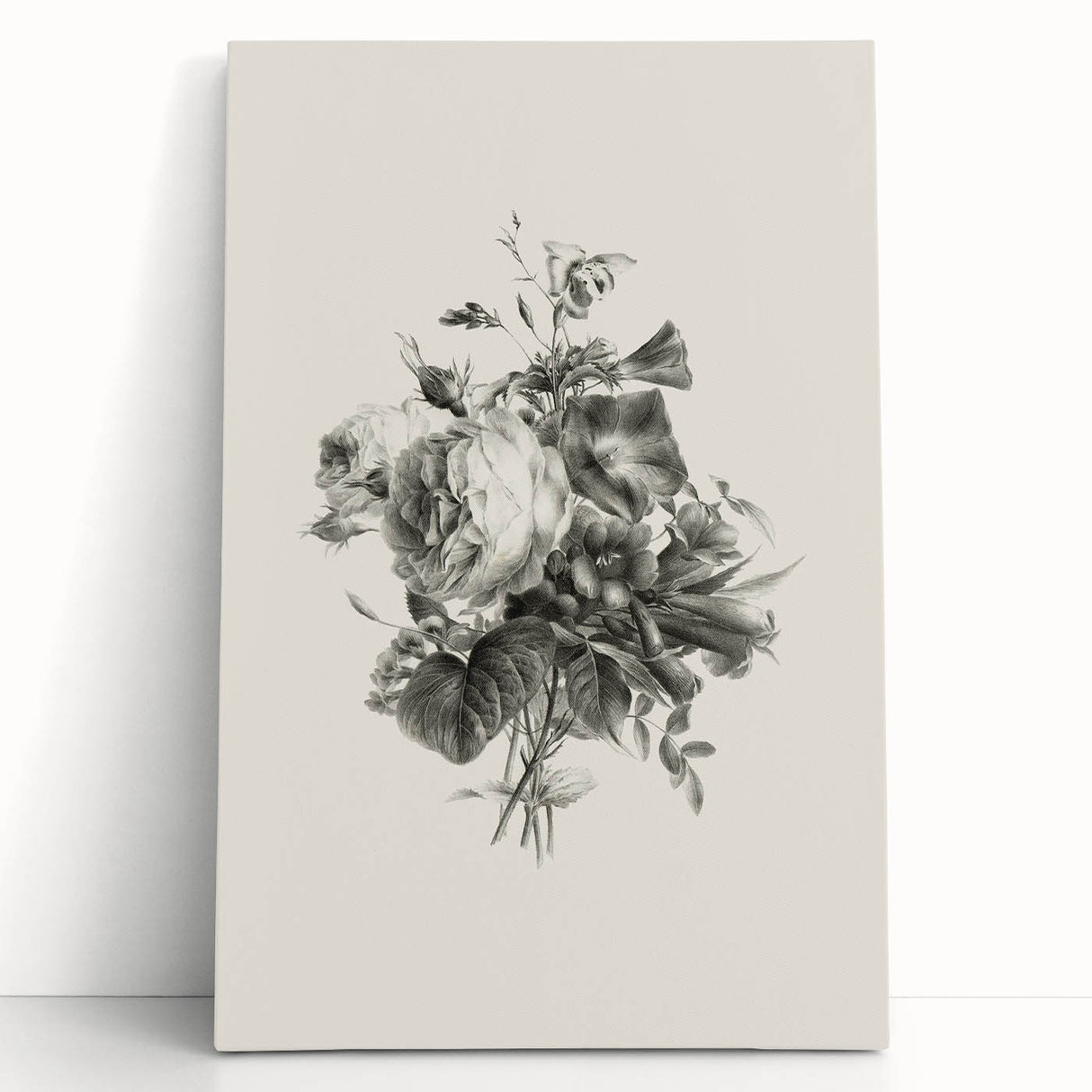 Vintage Botanical Floral Art Print – Black and White Floral Wall Art