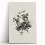 Vintage Botanical Floral Art Print – Black and White Floral Wall Art