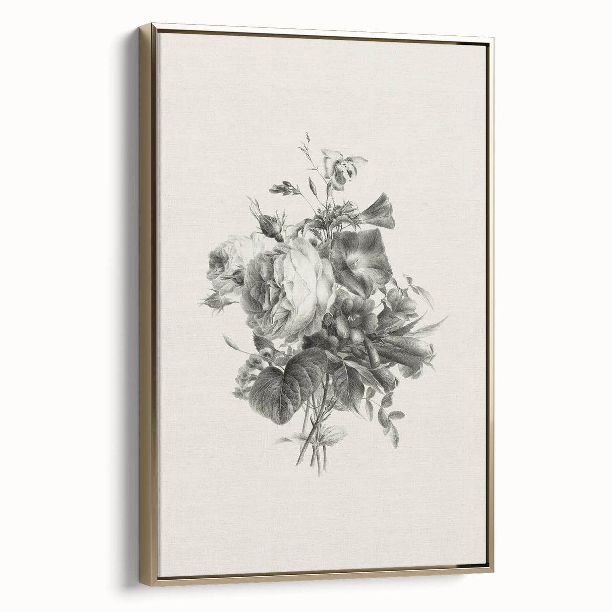 Vintage Botanical Floral Art Print – Black and White Floral Wall Art