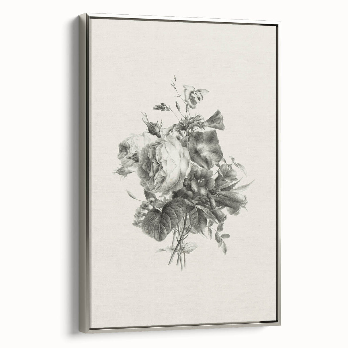 Vintage Botanical Floral Art Print – Black and White Floral Wall Art