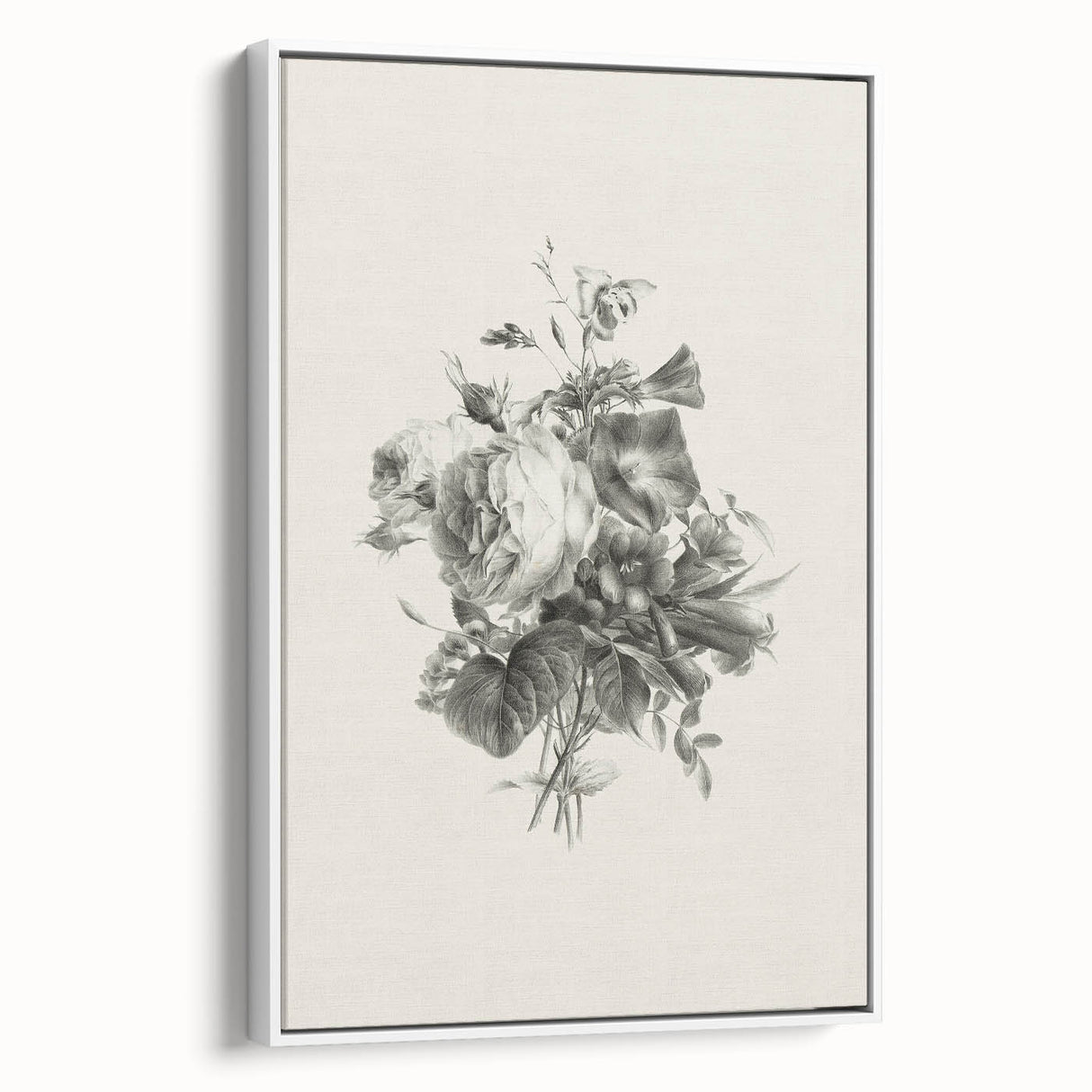 Vintage Botanical Floral Art Print – Black and White Floral Wall Art