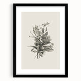 Vintage Botanical Flower Art Print – Black and White Floral Wall Art