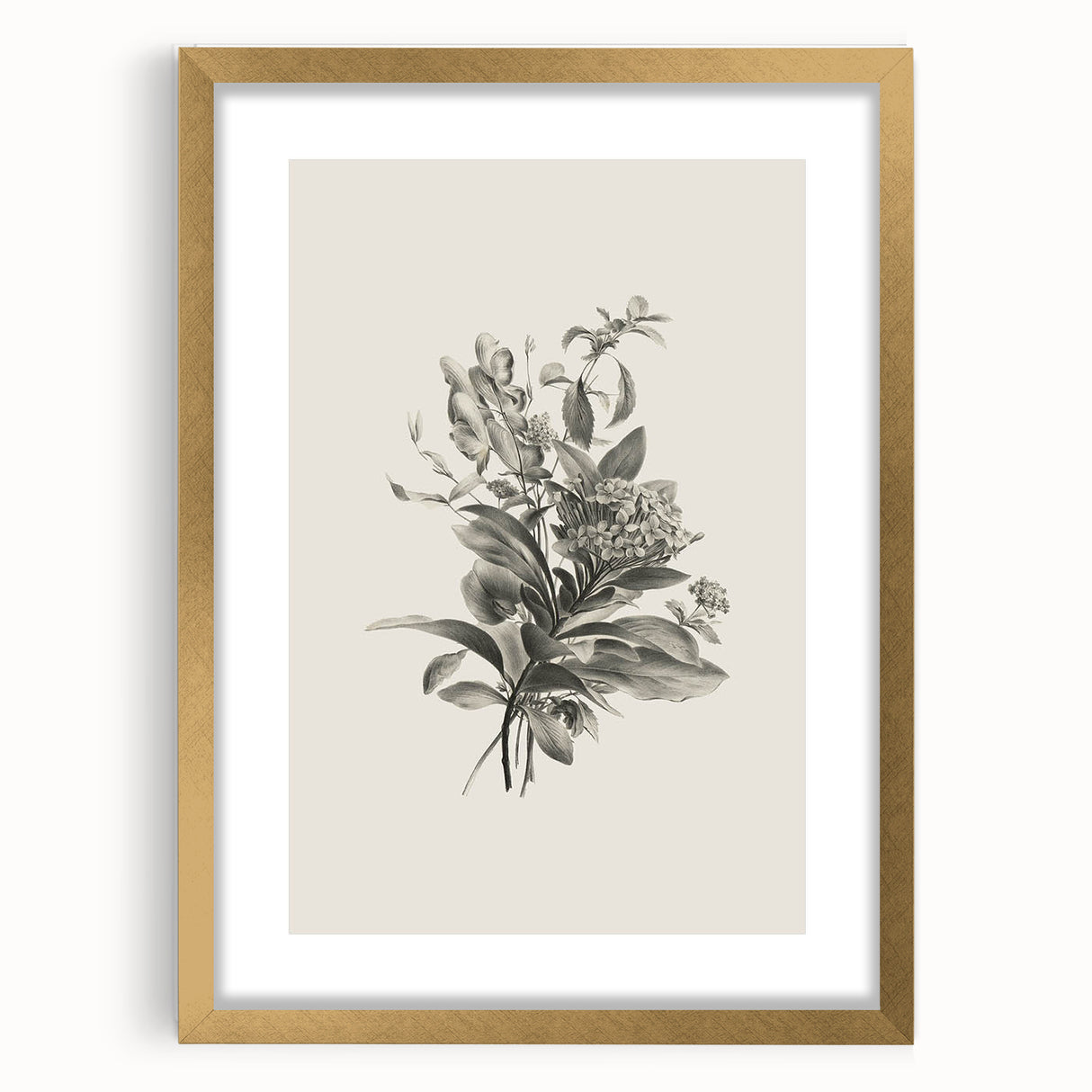 Vintage Botanical Flower Art Print – Black and White Floral Wall Art