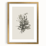 Vintage Botanical Flower Art Print – Black and White Floral Wall Art