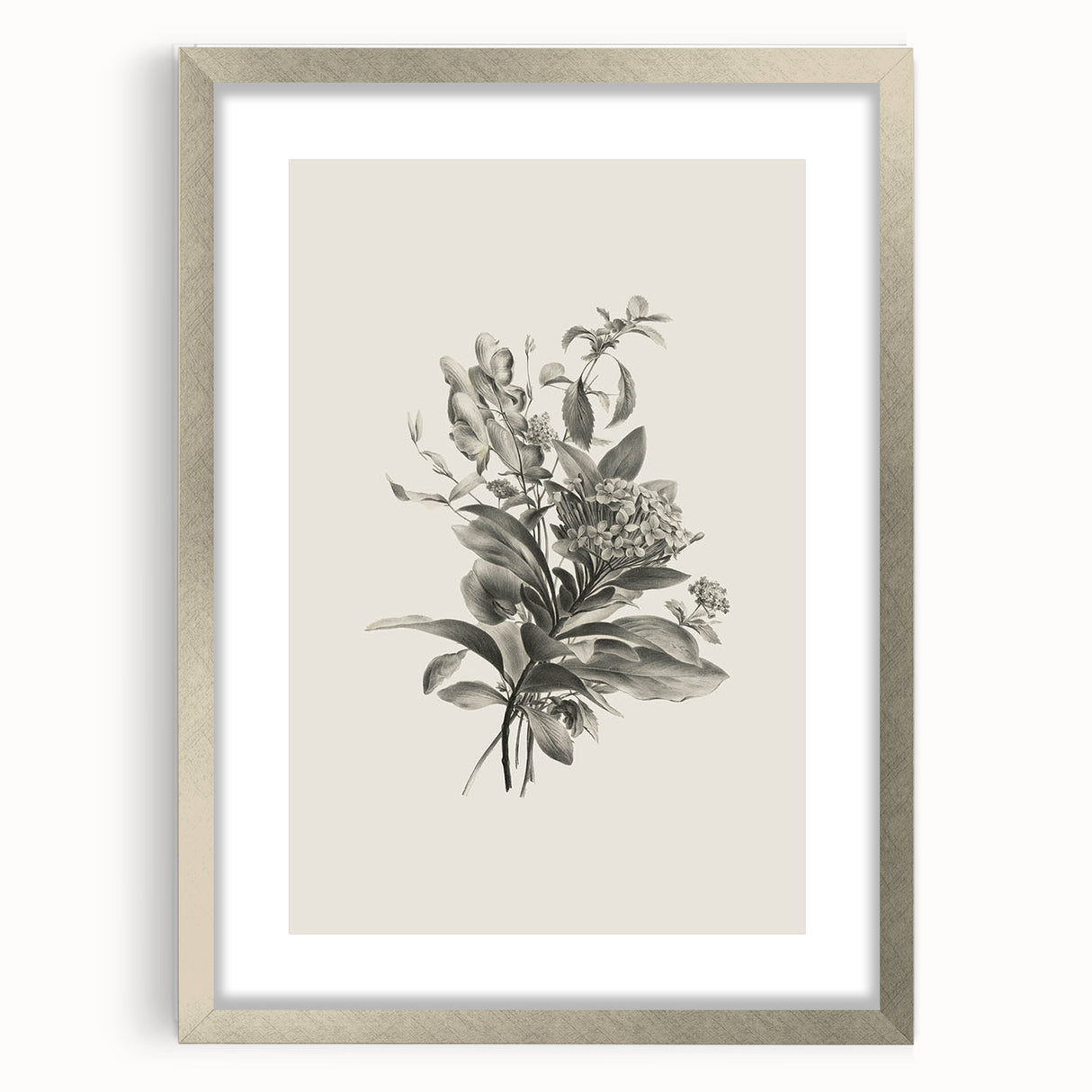 Vintage Botanical Flower Art Print – Black and White Floral Wall Art