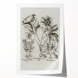 Vintage Botanical Peony and Flower Art Print – Black and White Botanical Wall Art
