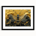 Framed wall art collection showcasing detailed insect and arachnid designs, featuring bees in a vibrant color palette, with a sleek black frame and mat. Ideal for nature enthusiasts and home decor.