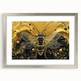 Framed wall art collection showcasing detailed insect and arachnid bee designs in a contemporary silver frame, ideal for nature enthusiasts and modern decor.