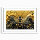 Framed wall art featuring a vibrant insect and arachnid bee design, set against a white mat, ideal for nature lovers and home decor enthusiasts.