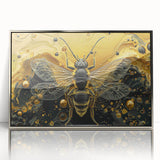 Framed wall art featuring a detailed design of bees and arachnids, showcasing vibrant colors and intricate patterns, perfect for nature enthusiasts and home decor.