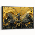 Framed wall art displaying a detailed insect and arachnid design featuring bees, set against a black background, showcasing intricate colors and textures, perfect for nature enthusiasts.