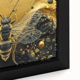 Close-up of a framed canvas wall art featuring a vibrant bee and arachnid design, showcasing intricate details and bright colors, perfect for nature enthusiasts.