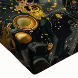 Close-up view of a stretched canvas wall art piece depicting intricate bee and arachnid designs, highlighting vibrant colors and detailed textures, perfect for nature enthusiasts.