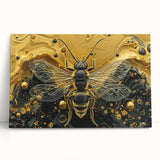 Colorful stretched canvas wall art featuring a detailed bee and arachnid design, ideal for nature enthusiasts. Perfect for adding a vibrant touch to home decor.