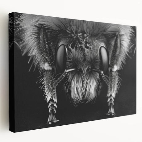 Stretched canvas wall art showcasing a detailed design of bees and arachnids, featuring vibrant colors and intricate patterns, ideal for nature-themed decor.