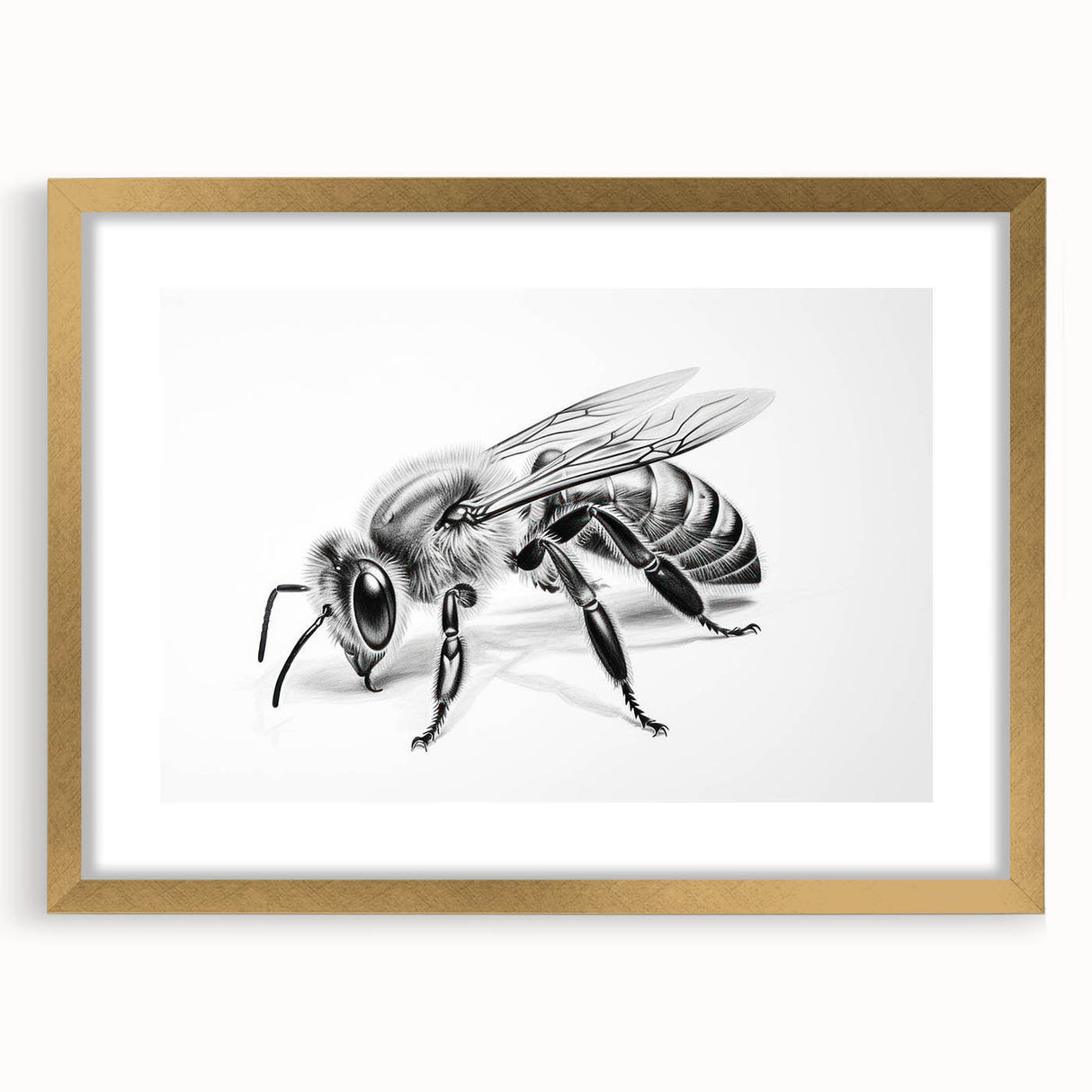 Framed wall art featuring a detailed illustration of bees and arachnids in a gold frame, perfect for enhancing nature-themed interior decor. The design showcases intricate details and vibrant colors, providing an educational and artistic touch to any space.