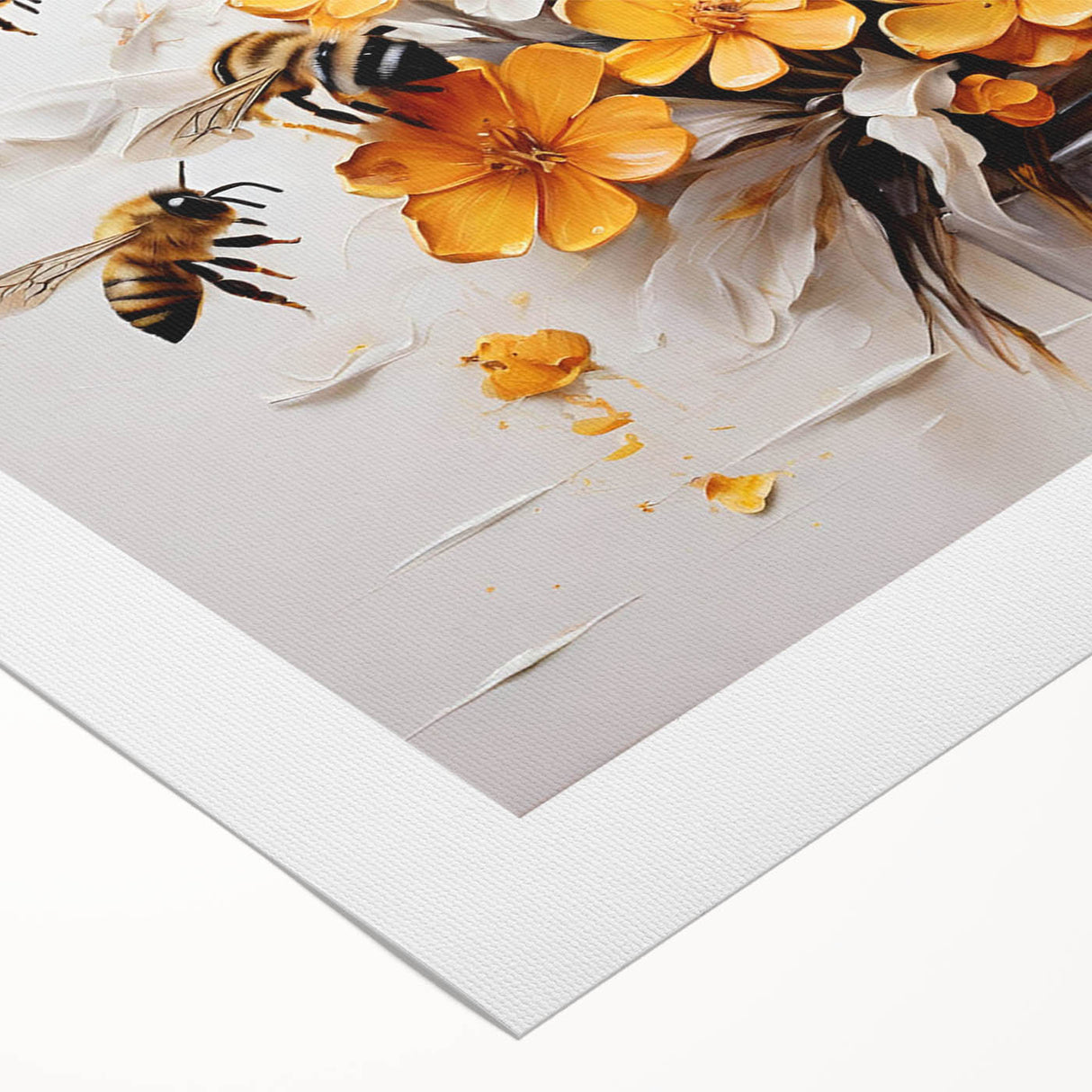 Vibrant rolled canvas wall art featuring a detailed illustration of various bees and arachnids, showcasing intricate designs and colors, ideal for nature enthusiasts.