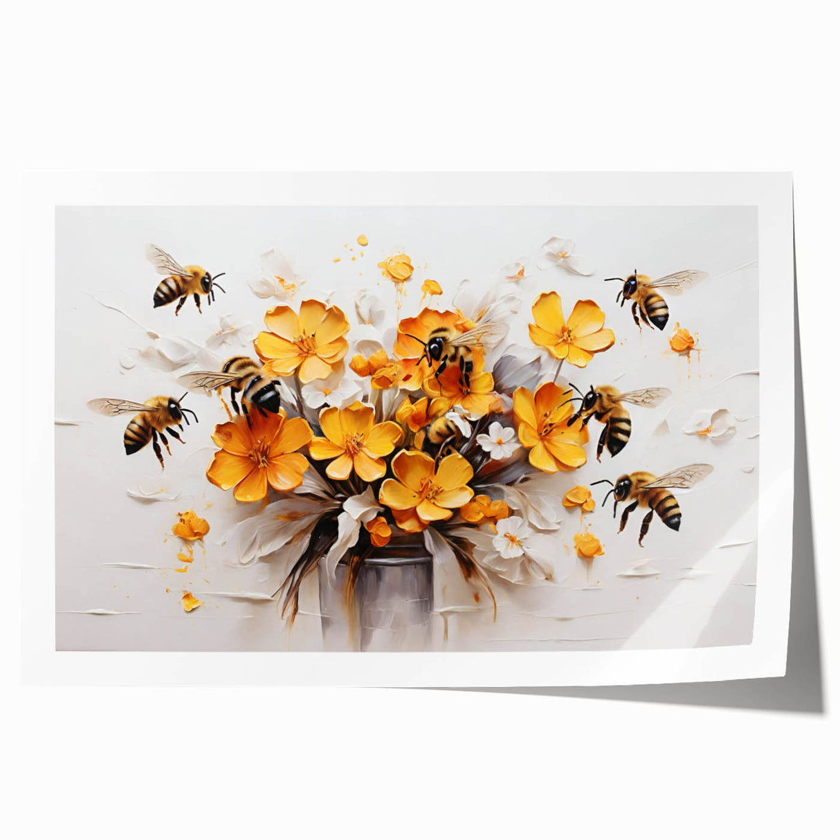 Vibrant wall art print showcasing various insect and arachnid species, including bees, in intricate detail, rolled for easy display and shipping. Perfect for nature enthusiasts and home decor.
